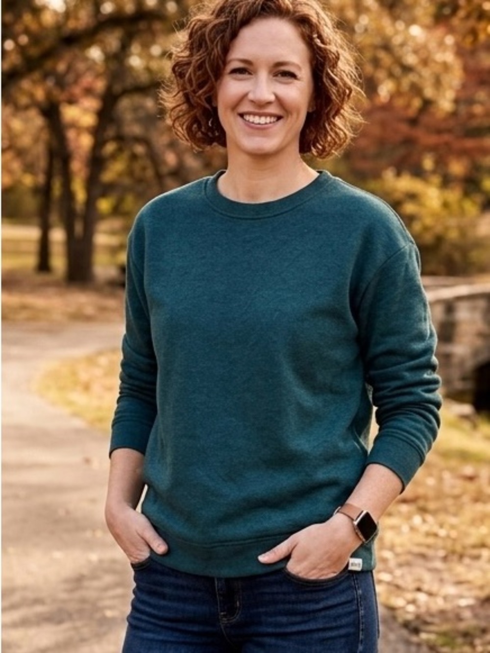 Orvis Classic Collection Women's Teal Fleece Crewneck Sweatshirt - Size S